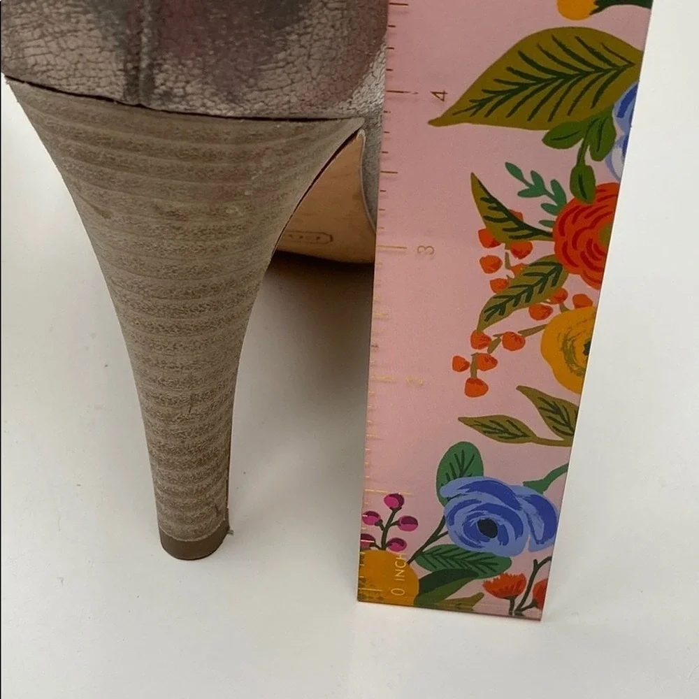 Coach Adina Crackled Metallic Champagne Leather Pointed‎ Toe Pumps Shimmer Sz 10